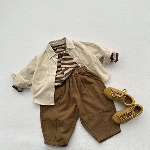 MyKids-USA Spring New Children’s Korean Style Casual Trousers For Boys And Girls, Mountain Style Cross-Cut Seam Radish Pants - 1 of 4