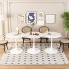 Modern Octagonal Coffee Table with Printed White Marble Table Top, Metal Base, for Dining Room, Kitchen, Living Room, CENGHU Bistro Table - 3 of 4