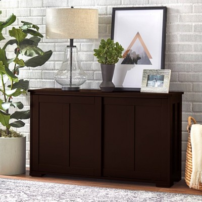 Espresso Finish Stackable Cabinet with Sliding Doors