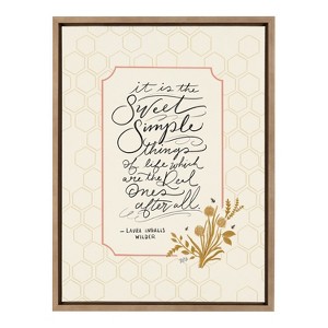 Kate and Laurel Sylvie Sweet Simple Things Framed Canvas by Valerie McKeehan of Lily and Val, 18x24, Gold - 1 of 4