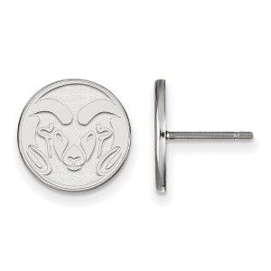 Black Bow Jewelry 10k White Gold Colorado State Rams NCAA Post Earrings - 1 of 3