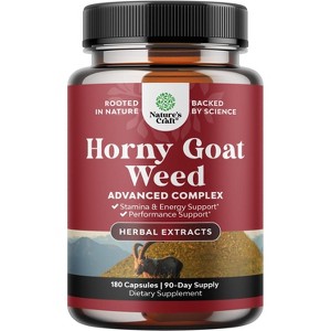 Horny Goat Weed Capsules, Tongkat Ali Saw Palmetto Extract Panax Ginseng and Black Maca Root for Stamina & Energy, Nature's Craft, 180ct - 1 of 4