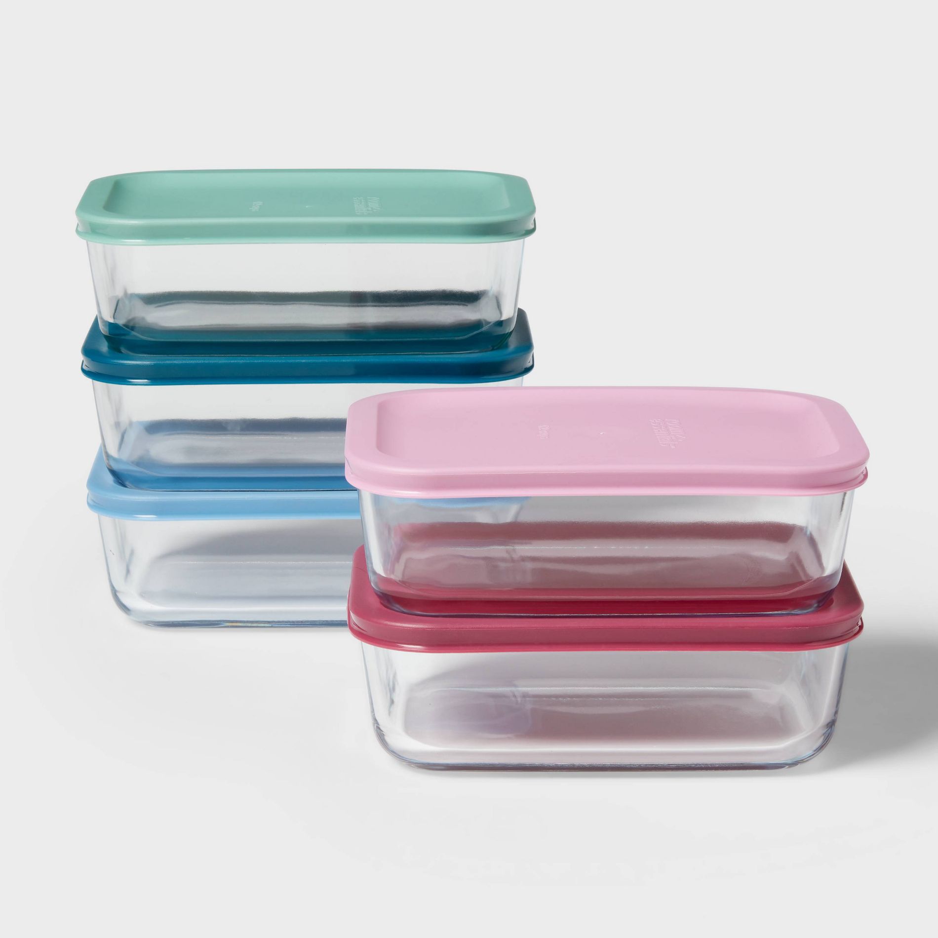 10pc (Set of 5) Glass Rectangle Meal Prep Set Blue/Pink - Room Essentials™