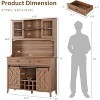 72" Farmhouse Bar Cabinet - Sliding Barn Door, LED Lights & Charging Station, 8 Shelves for Dining Room - 2 of 4