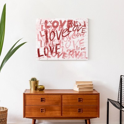 Love Graffiti Red and Pink Canvas Wall Art 20 x 16