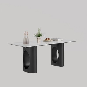 NicBex Dining Table Sintered Stone Composite Tempered Glass Table with Carbon Steel Base for Dining Room - 1 of 4