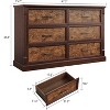 6 Drawers Dresser for Bedroom, Large Double Dresser TV Stand with Metal Handles, Rustic Wood Chest of Drawers, Storage Dressers Organizer - 2 of 4