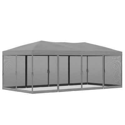 Gray 10' x 20' Pop Up Canopy Tent with Mesh Sidewalls