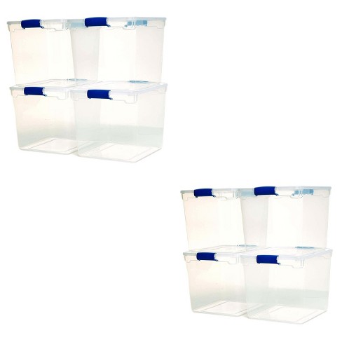 Homz Heavy Duty Modular Stackable Storage Tote Containers With Latching ...
