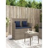 47.2"Patio Bench with Cushions Gray Poly Rattan - 2 of 4