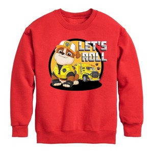 Boys' - Paw Patrol - Let's Roll Rubble Graphic Long Sleeve Fleece Sweatshirt - 1 of 4