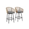 Outdoor Bar Stools Set Of 2,Upholstered Patio Bar Stools With Steel Frame,PE Rattan Woven Armrests Bar Stools For Backyard Garden-Coolbibila - 3 of 4