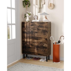Shoe Storage Cabinet with Dual Flip Drawers, Space-Saving Shoe Organizer for Entryway, Hallway, or Mudroom, Hidden Shoe Rack Cupboard - 1 of 4