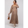 PinkBlush Mocha Floral Smocked Long Sleeve Maternity Maxi Dress - 2 of 4