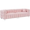 NicBex 102 Inch Teddy Fleece Sofa Couch 4-Seater Sofa with 2 Throw Pillows for Living Room,Apartment,Bedroom,Pink - 2 of 4