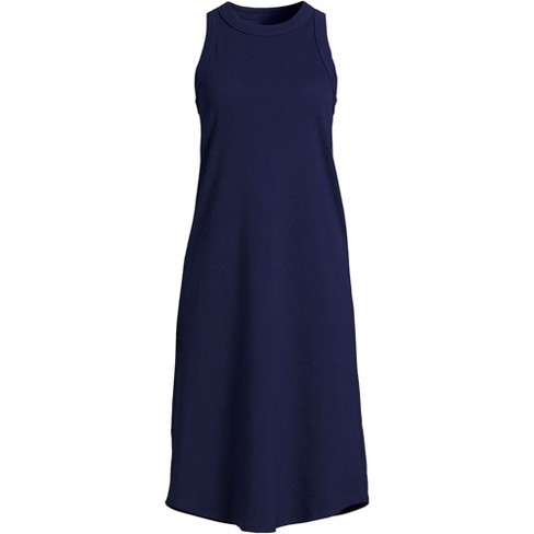 Lands' End Women's Petite Cotton Rib Sleeveless Midi Tank Dress - Medium -  Deep Sea Navy : Target