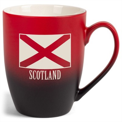 Elanze Designs Scotland Scottish Flag 12 Ounce Ceramic Laser-Etched Engraved Drinkware Mug, Red and Black Ombre