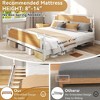 PDTEND Platform Bed Frame with Natural Rattan Headboard & Footboard – Bohemian Mid-Century Design, Solid Pine Wood - 3 of 4