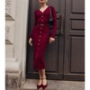 Coolmee Women's V-Neck Sweater Dress Button Down Long Sleeve Bodycon Elegant Knit Long Dresses - 4 of 4