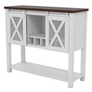 Sideboard Buffet Storage Cabinet, Farmhouse Wine Bar Cabinet,  with Wine Glass Rack, Ideal for Home,Dining, Living Room - 1 of 4