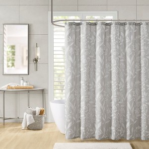 72x72" Blue Floral Shower Curtain, Bathroom Shade Curtain - 1 of 4