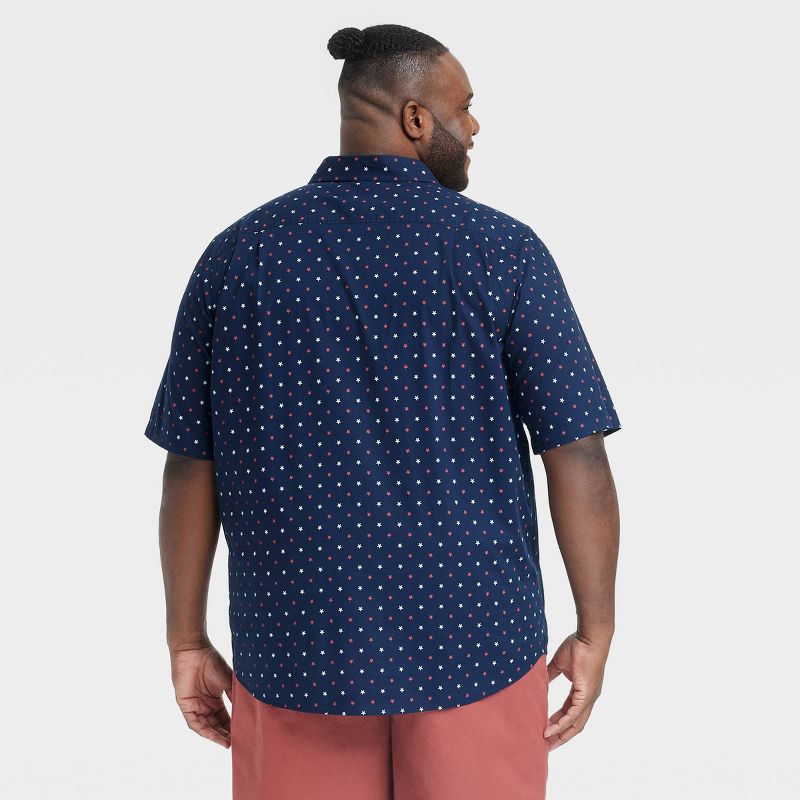 Men&#39;s Star Print Short Sleeve Button-Down Shirt - Goodfellow &#38; Co&#8482; Heathered Navy Blue, 2 of 4