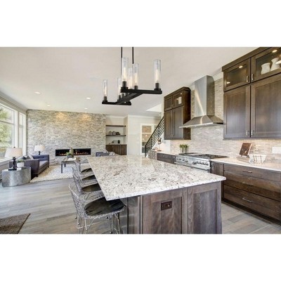 Beau 56" Bronze Steel and Glass 9-Light Linear Chandelier