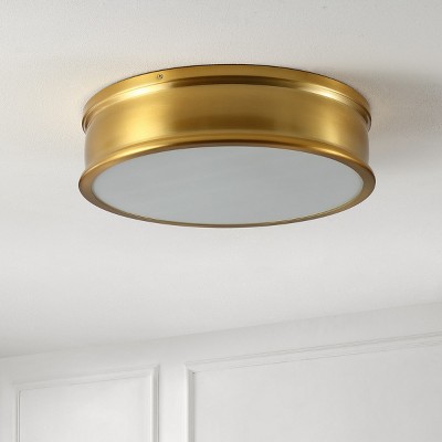 Adria 16" Brass Gold Iron Flush Mount Light with Glass Shade