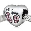 Baby Footprints Heart Charm European Bead CZ Sterling Silver Ginger Lyne Collection - 4 of 4