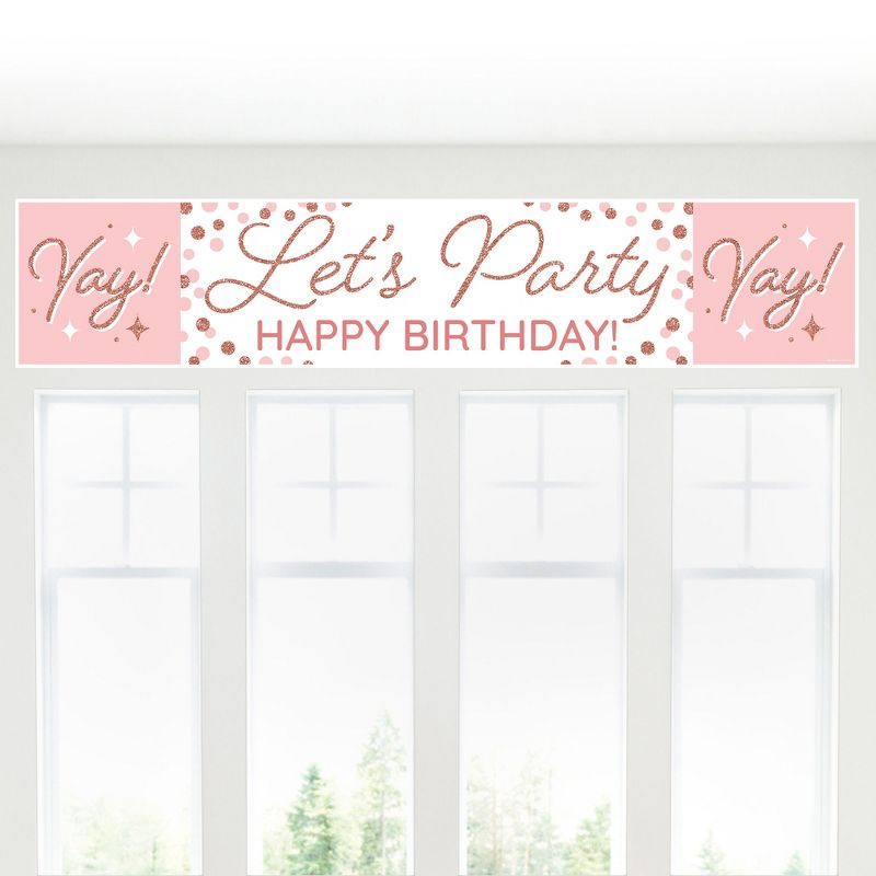 Big Dot of Happiness Pink Rose Gold Birthday - Happy Birthday Decorations Party Banner, 5 of 8