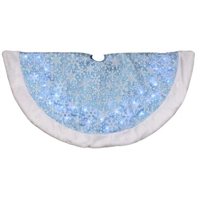 Northlight 48" LED Blue Iridescent Glittered Snowflakes Christmas Tree Skirt