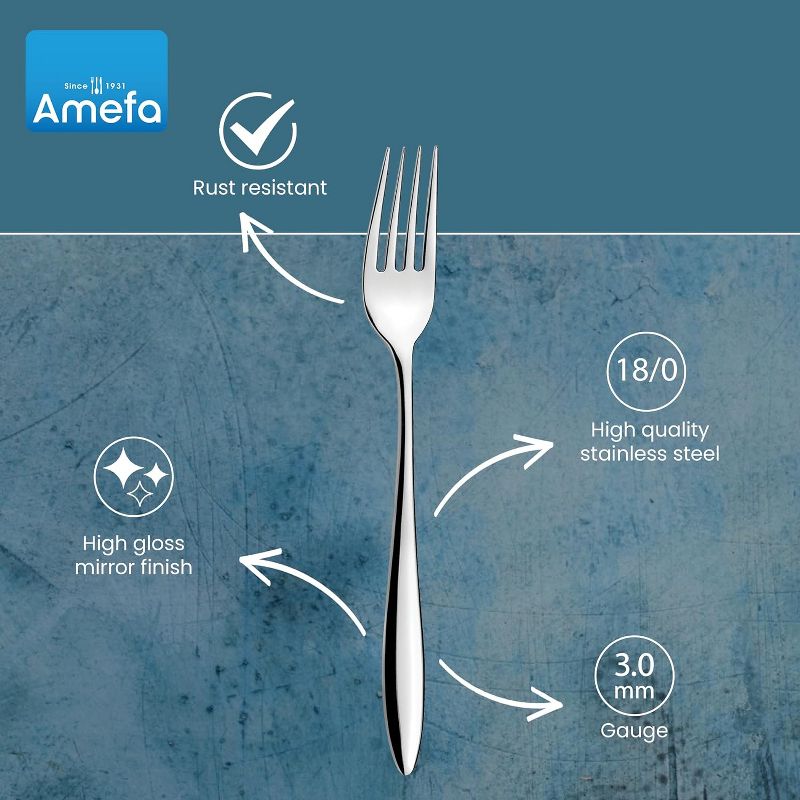 Amefa Ariane 20-Piece, Premium 18/0 Stainless Steel Flatware Set, High Gloss Mirror Finish, Silverware Set Service for 4, Rust Resistant Cutlery, 3 of 8