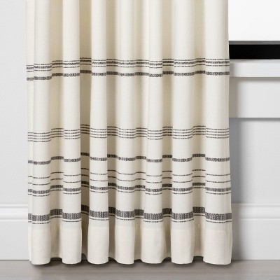 84" Engineered Hem Stripe Curtain Panel Gray/Sour Cream - Hearth & Hand™ with Magnolia
