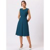 INSPIRE CHIC Women's Round Neck Sleeveless Zip Front Belted Fit Flare Work Dresses - 2 of 4