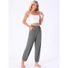 INSPIRE CHIC Women 2 Pcs Pajama Pants Soft Comfy Ankle Length Elastic Waistband With Pocket - 2 of 4
