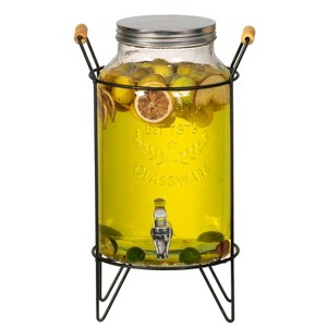 Basicwise 1.6-Gallon Glass Drink Dispenser with Stainless Steel Spigot, Lemonade Stand, Beverage Dispenser for Parties, and  Weddings - 1 of 4