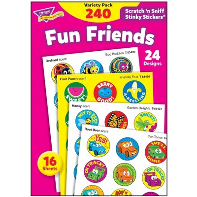 Trend Enterprises Fun Friends Scratch 'N Sniff Stinky Stickers, 4 Scents, 24 Designs, pk of 240