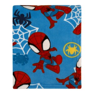 NoJo Marvel Spidey and His Amazing Friends Blue, Red and White Spidey Team Super Soft Toddler Blanket - 1 of 4