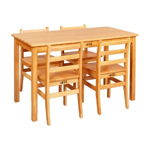 ECR4Kids 24in x 48in Rectangular Hardwood Table with 28in Legs and Four 16in Chairs, Kids Furniture - 1 of 4