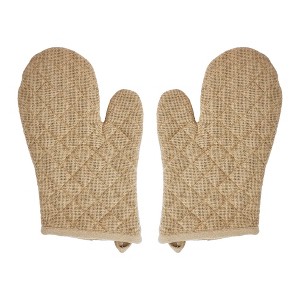 Burlap Natural Oven Mitt Set of 2 - 1 of 4