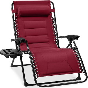 Best Choice Products Oversized Padded Zero Gravity Chair, Folding Outdoor Patio Recliner w/ Side Tray - 1 of 4