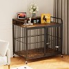 Dog Crate Furniture with Adjustable Height Feeder&360¡ã Wheels for Easy Mobility,Heavy Duty Dog Kennel Indoor for Large Dogs,Dog Crate End Table - 4 of 4