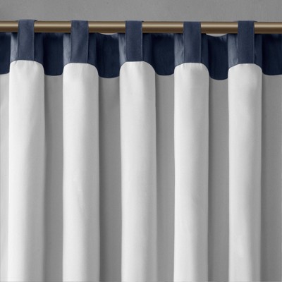 Navy Faux Silk Embroidered Sill Length Window Valance