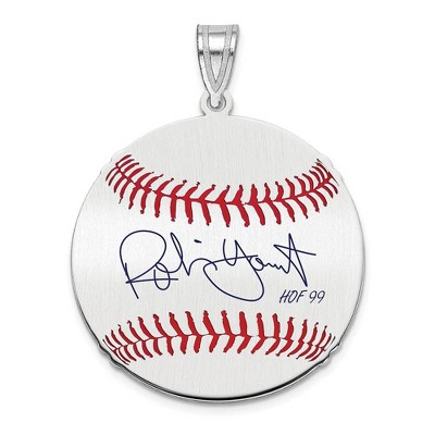 Black Bow Jewelry Sterling Silver Robin Yount Signature MD Enamel Baseball Pendant