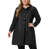 Agnes Orinda Women's Plus Size Stand Collar Buttons Long Sleeve Raw Hem Long Denim Jackets - 2 of 4