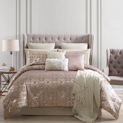 10pc Queen Shea Comforter Set Blush - Riverbrook Home: Includes Euro ...