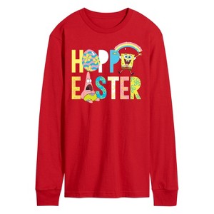 Men's - SpongeBob Squarepants - Hoppy Easter Icons Long Sleeve Graphic T-Shirt - 1 of 4