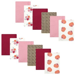 Hudson Baby Infant Girl Cotton Flannel Burp Cloths Bundle, Cutest Pumpkin, One Size - 1 of 4