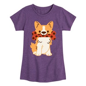 Girls' - Instant Message - Corgi with Bone Fitted Short Sleeve Graphic T-Shirt - 1 of 4