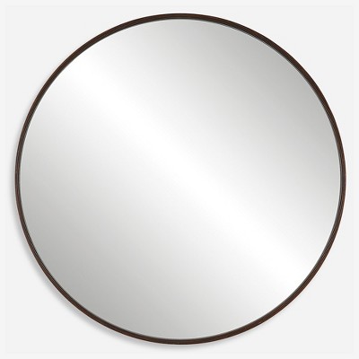 Eden 36" Dark Mahogany Round Wood Mirror